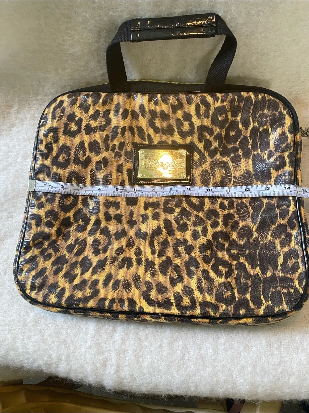 Betseyville Leopard Print Laptop Bag - Gold/Brown/Black